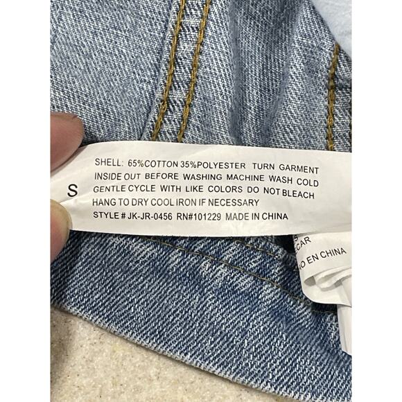 Ashley Vintage Charm Denim Jacket Women Small Blue Jean Jacket Cropped Button Up - Picture 12 of 12